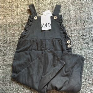 Zara Charcoal Overalls with Button Accents